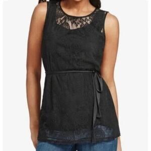CAbi Date Night Black Lace Tunic‎ Elegant Romantic Tank Style#942 S